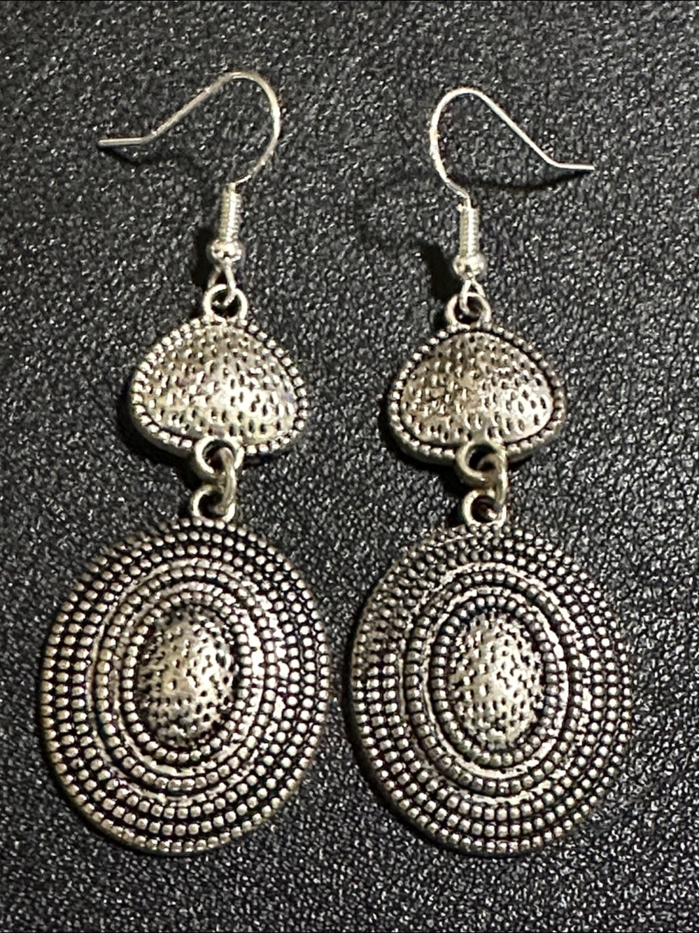 Tinn-Per Norway Silver Tone Dangle Medallion 925 Wire Back Vintage Earrings